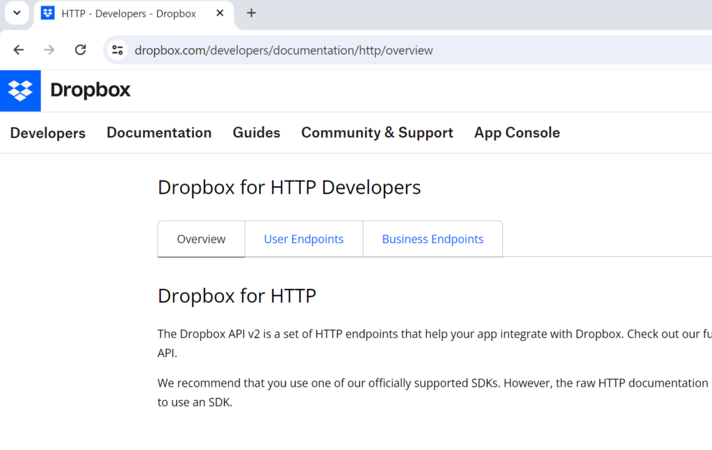 Dropbox for HTTP Developers