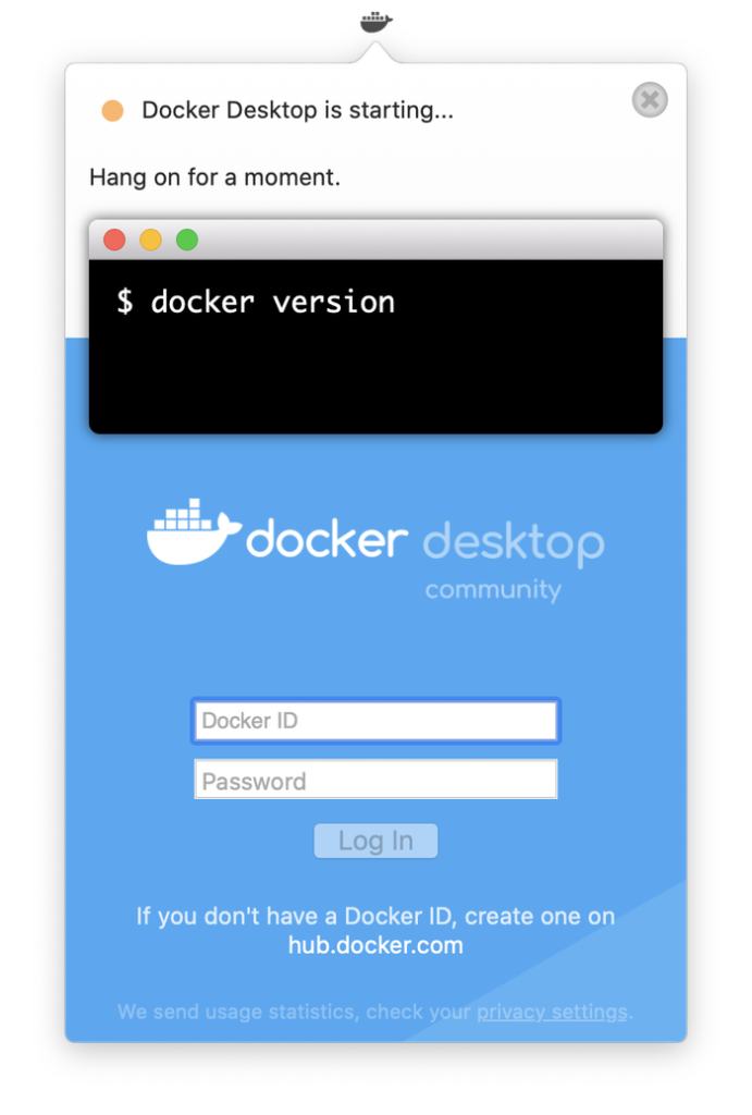 Dockerデスクトップの起動