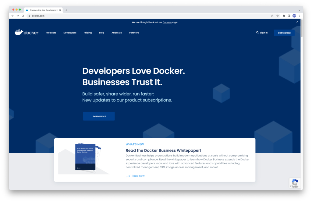 Dockerのホームページ