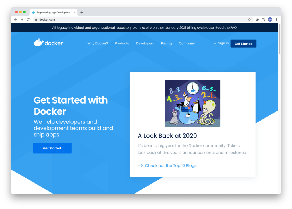 Dockerのホームページ