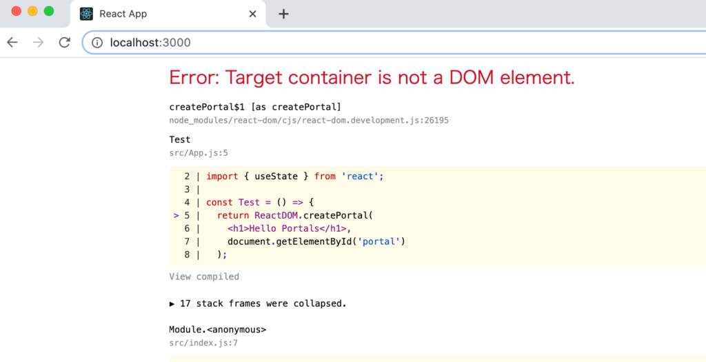 Error: Target container is not a DOM element.