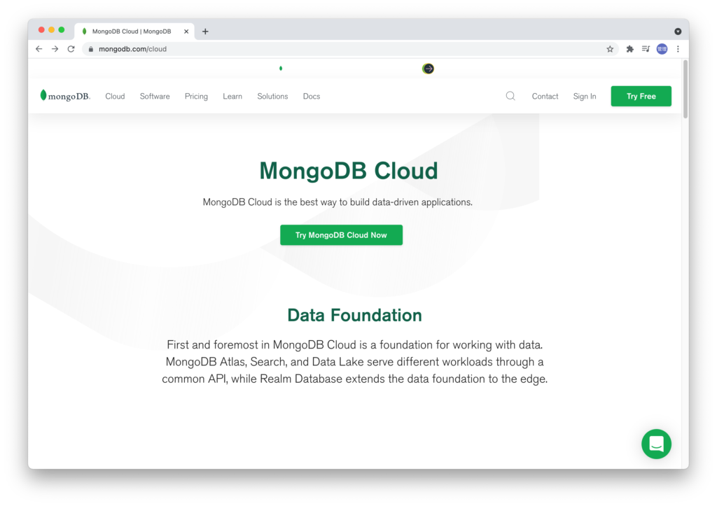 mongodb.comの初期ページ