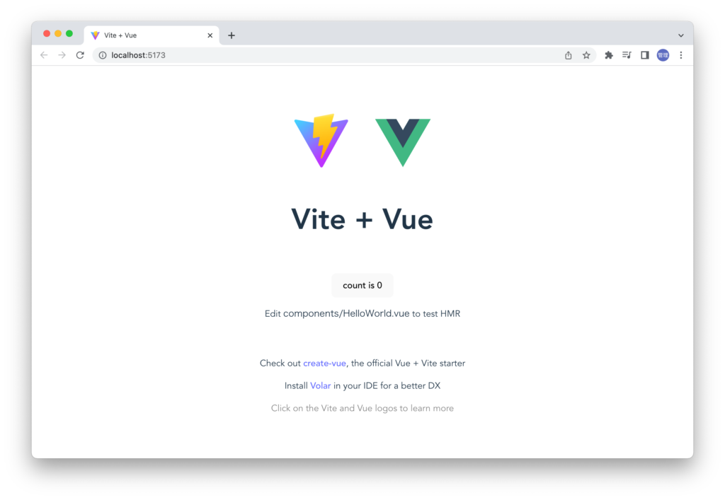 Vue+Viteの初期画面