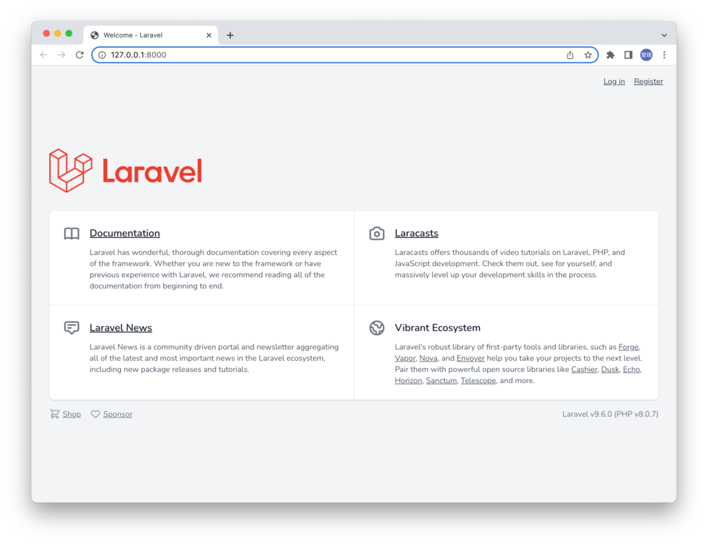 Laravel9の初期画面