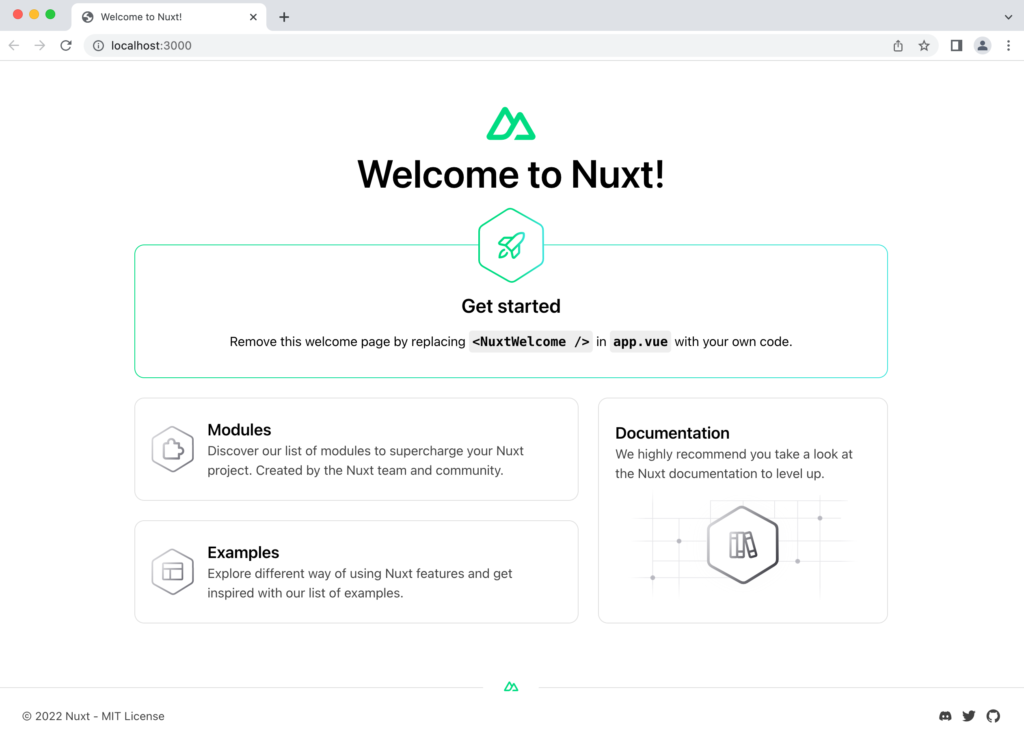 Nuxt 3の初期画面