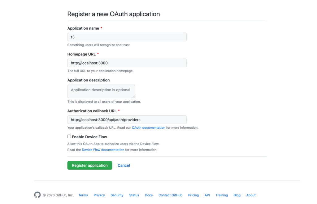 OAuth applicationの登録