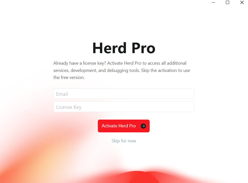 Herd Proのライセンス入力画面